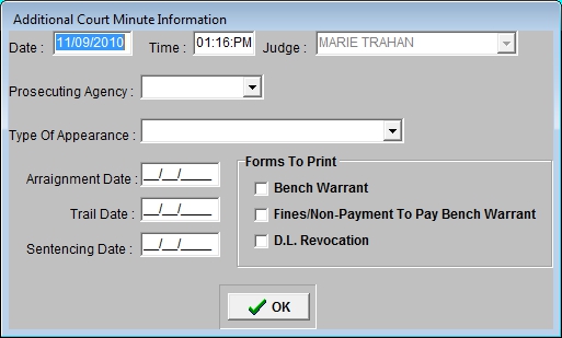 Additional Court Minute Information