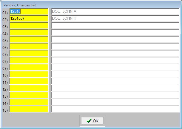 Criminal Payment Pending Charges
Screen