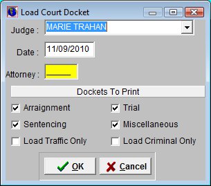 Load Docket Screen