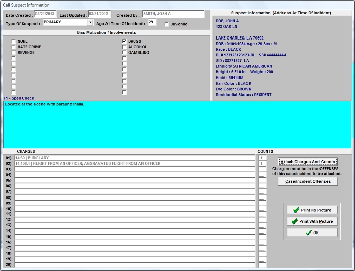 Police Call Suspect Screen