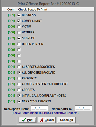 Police Offense Report