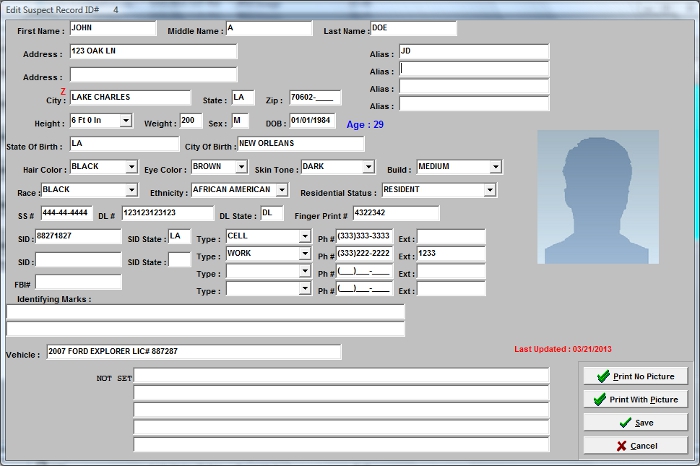 Police Master Suspect Screen