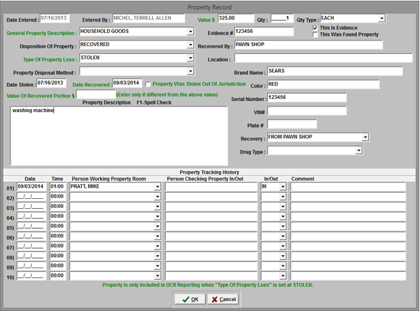 Police Property Record