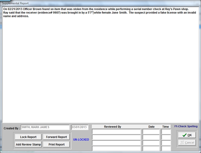 Police Supplemental Report