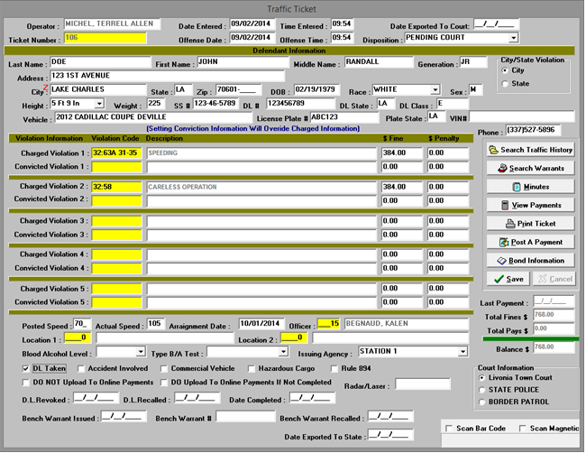 Police Traffic Ticket