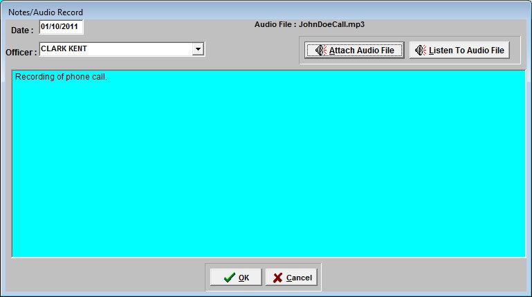 Probation Notes Screen